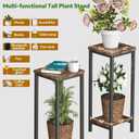 Homeiju 2-Pack Plant Stand Indoor, 2 Tier Wood Corner Plant Stand, Modern Square Plant Shelf Flower Stand for Living Room Patio Balcony Garden, Rustic Brown