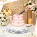 Wenqik 14 Inch White Cake Stand Set Metal Round Cupcake Dessert Stand with Cake Cutting, Flower Spatula Wedding Cupcake Pastry Display Candy Holder Display for Wedding Party Birthday Baby Shower