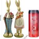 Easter Bunny Decorations Couple Rabbit Holding Bird Chutes and Carrot, Hand-Painted Crafts Statue, Spring Easter Bunny Figurine-9''H