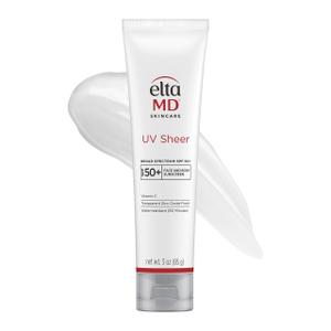 EltaMD UV Sheer Face and Body Sunscreen SPF 50+, Oil Free, No White Cast Sunscreen for Face and Body, Zinc Oxide Formula, 3.0 oz Tube
