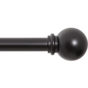 Kenney Chelsea Ball End Window Curtain Rod - Adjustable 28 to 48 Inches, Extendable Set, Black, Pack of 1