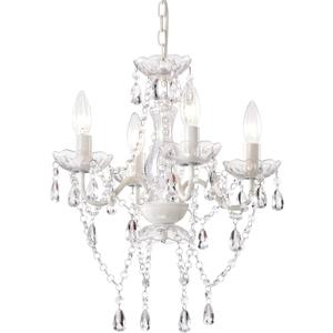 LaLuLa White Chandelier Mini Crystal Chandelier Lighting Hardwired Small Acrylic Chandelier 4 Light Modern Pendant Light Fixtures for Bedroom