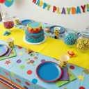 Potchen 4 Pcs Cartoon Table Runner 13 x 72 Inch Blue Sky White Cloud Cow Print Red and Yellow Table Runner Party Supplies Decor for Baby Shower Boy Girl Birthday Party Decorations