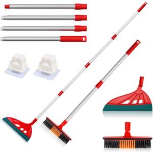 Magic Broom, Multifunction Silicone, Household Broom for Cleaning Floors and Bathrooms, Pet Hair, Broom Brush Set Dark Blue Dog (Red)