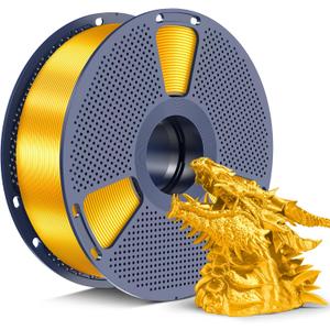 SUNLU Silk PLA+ Filament 1.75mm, Chrome Like Gloss Finish, Smooth Silk Texture, Upgraded Formula for Stable Printing, 1kg(2.2lbs) PLA Plus 3D Printer Filament, Gold