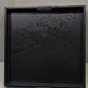 20 * 20 inches Leather Square Serving Tray with Hole Handles,High-End Light Large Service Tray for Ottoman Tray, Tea, Food, Butler - Countertop, Kitchen,Family Dinner, Picnic (Black)
