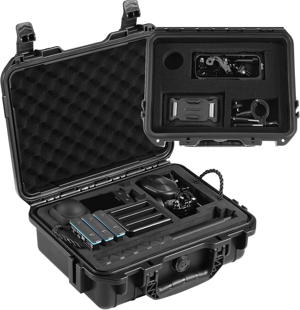 Waterproof Hard Case Compatible with Insta360 X4 Action Camera, Travel Carrying Case with Double Layers Holds Camera, Batteries, Charging Hub, Selfie Stick and Accessories