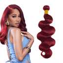 99J Burgundy Bundles Human Hair 99J Body Wave Bundles 12 inch 100g 1 Bundle Brazilian Unprocessed Virgin Remy Burgundy Bundle Hair Extensions