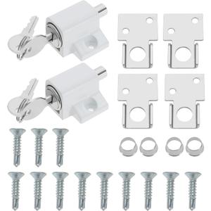 2pcs Sliding Door Window Lock Sliding Patio Lock Window Door Limiter Sliding Door Lock Accessory Set for Home Office Classroom Sliding Doors Windows, White