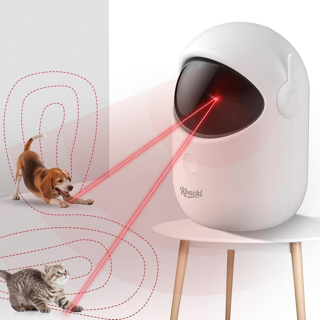 Cat Toys for Indoor Cats, Cat Laser Pointer Toy, Rechargeable Automatic Cat Toy with Timer & Speed Modes, Ideal Interactive for Cats Dogs Training and Exercise (White)