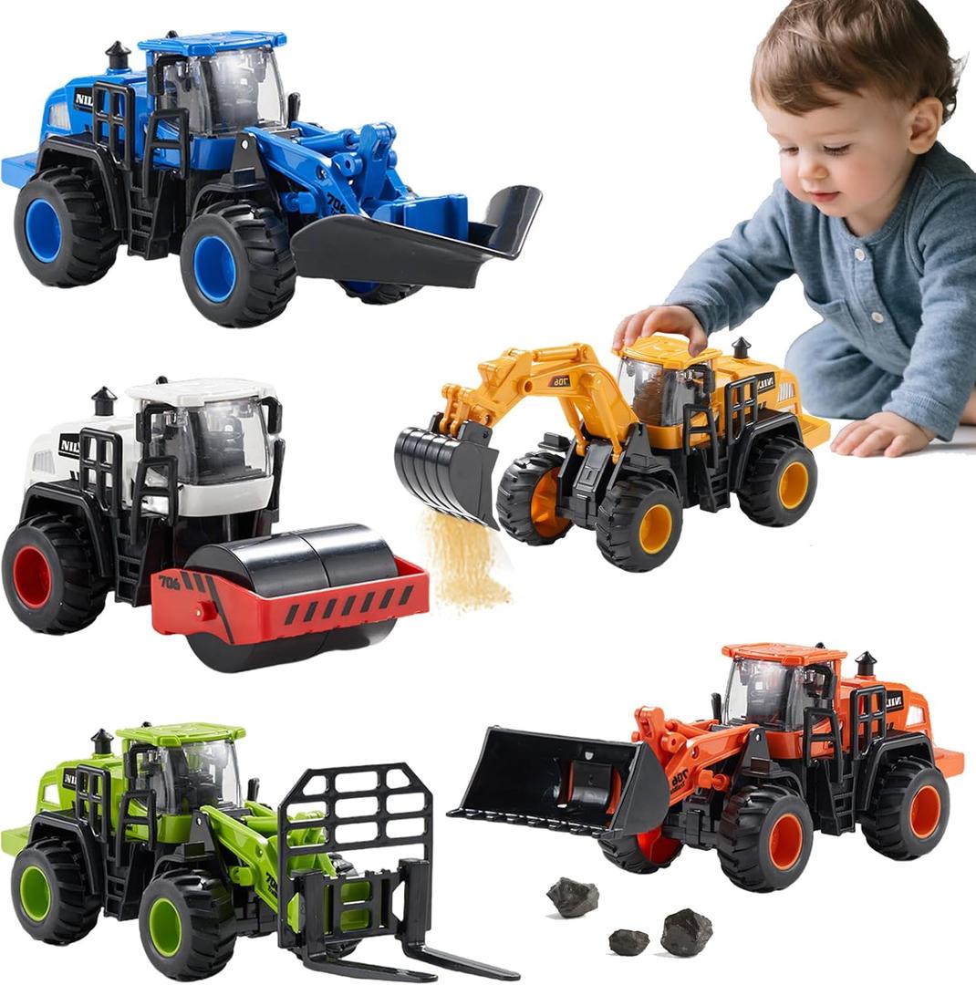 Construction Truck Toys for Toddlers: Push Go Truck Sandbox Excavator Toy Trucks Vehicles Snow Plow Toy Truck Bulldozer Road Roller Birthday Gift for 3 4 5 6 Years Old