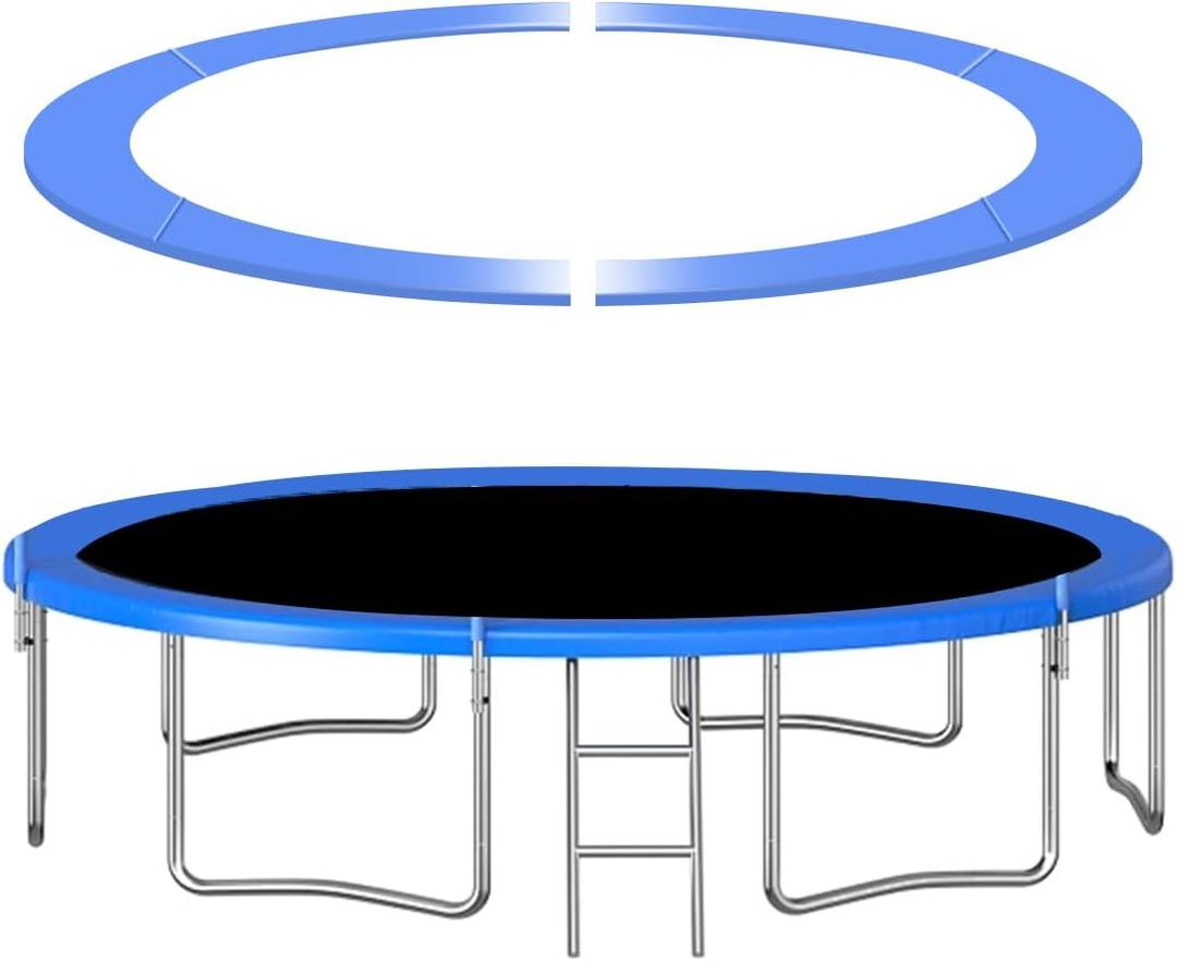 Trampoline Pad, Fits 12FT/14FT Frames for Choose,Trampoline Spring Cover, No Holes for Pole,Waterproof Trampoline Accessories Spring Pad, Standard Size Round Replacement Safety Pad. (Blue)