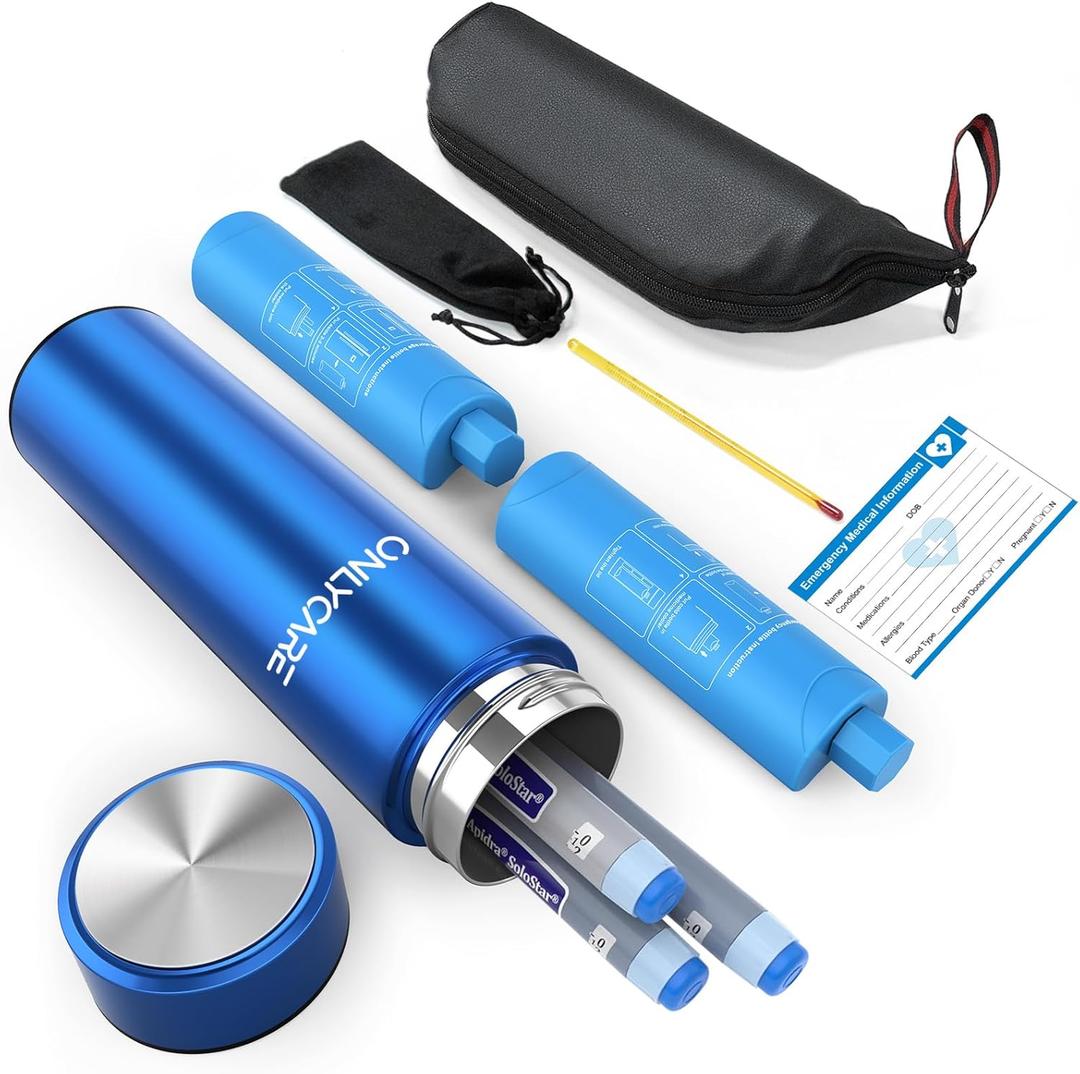 ONLYCARE Insulin Cooler Travel Case,60H(3-7 Pens), TSA Approved Medication Cooler for Travel, Diabetic Insulin Cooler with Gel Ice Pack, Anti-Freeze Medicine Travel Cooler Bag with Medical Alert Tag (Royal Blue)