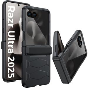 GooseBox for Motorola Razr Ultra 2025 Case,Built-in Privacy Screen Protector&Hinge Protection Shockproof All-Inclusive Smartphone Cover for Motorola Razr Ultra 2025(Black)