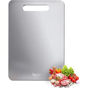 New Titanium Cutting Board - 100% Pure Titanium Cutting Boards For Kitchen,Easy to clean,Double-sided food-grade Cutting Board For Cutting Meats, Fruits And Vegetables(15 * 11)