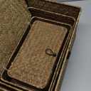 Woanger Set of 4 Wicker Storage Baskets OrganizerHandwoven Storage Bins with Lid for Organizing, Home Utility Box for Home Office Supplies Multipurpose Container(Coffee)