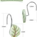 Gibelle 12PCS Leaves Shower Curtain Hooks, Green Plant Leaf Decorative Shower Curtain Hooks Metal Rustproof Cute Eucalyptus Shower Curtain Rings Bathroom Decoration Accessories