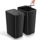 TIPGO Bathroom Trash Can with Lid, 4 Gallon / 15 Liter Small Garbage Can, Press Top Bin, Plastic Wastebasket with Pop-Up Lid for Bedroom, Living Room, Office (Black, 2 Pack)