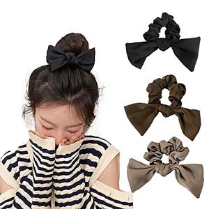Bowknot Hair Scrunchies Silk Hair Bows for Women Girls Bows Hair Elastics for Teen Girls Elegant Ponytail Holders for Thick Thin Hair Accessories 3 Pcs