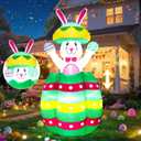 Easter Inflatables Outdoor Decorations 6FT Bunny Blow Up Pop Up and Down Out of Egg Rabbit Inflatable with Bulit-in Led Lights Yard Lawn Party Spring Home Dcor