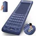 INVOKER Camping Sleeping Pad, Ultralight Inflatable Camping mat with Built-in Foot Pump, for Camping, Backpacking, Hiking, Car Travel, Beach, Blue, 80'x30"