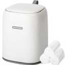 Mini Countertop Trash Can with 3 Rolls of Trash Bags, Waste Can with Press Type Lid, 1.5 L / 0.40 Gal Wastebasket Dispenser, Bin for Coffee Table, Bathroom Vanity Top (White)