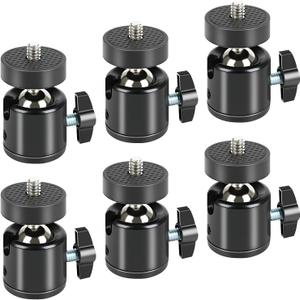 Mini Ball Head (6 Pack) 360 Rotatable Ball Heads Camera Mount Adapter, Compatible with Tripods, Monopods, Trail Cameras