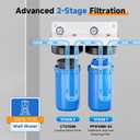 PUREPLUS 2-Stage Whole House Water Filtration System, 10" Universal Home Filtration, with Sediment &Iron Reduce, Carbon Filter, Reduce Iron, Chlorine, Taste, Includes Pressure Gauges, 1" Inlet/Outlet