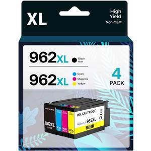 962XL Ink Cartridges Combo Pack Compatible for HP Ink 962 High Yield Work with HP OfficeJet Pro 9010 9012 9015 9020 9018 9025 9019Printers (4 Pack)