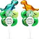 Seematn 2 Set Dinosaur Balloon Stand Kits Dino Green Balloons Sticks Holder with Base, Birthday Party Table Centerpiece Kit for Jungle Themed Decoration Baby Shower Supplies