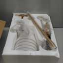 Farmhouse Chandelier, Gold Modern Dining Room Light Fixture with White Fabric Shade, 5-Light Height Adjustable Industrial Pendant Island Light Fixture for Foyer Entryway Hallway Kitchen Bedroom