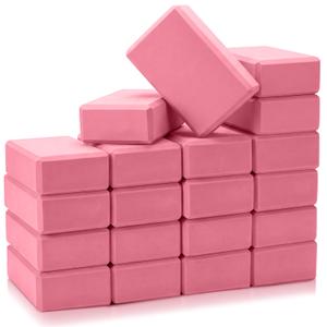 Honoson 20 Pcs Foam Yoga Blocks Bulk 9x6x3'' High Density, Pink
