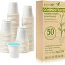 50PCS 3 OZ Bathroom Cups 100% Compostable Biodegradable Eco Friendly Small Disposable Mini Mouthwash Cups for Bath Rinse Shot Disposable for Drinking Washing Tasting