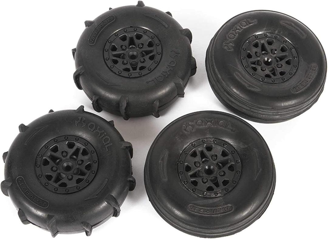 Axial ST28 Front Razor, Rear Paddle Tire and Wheel Set: Yeti Jr, AXI41000