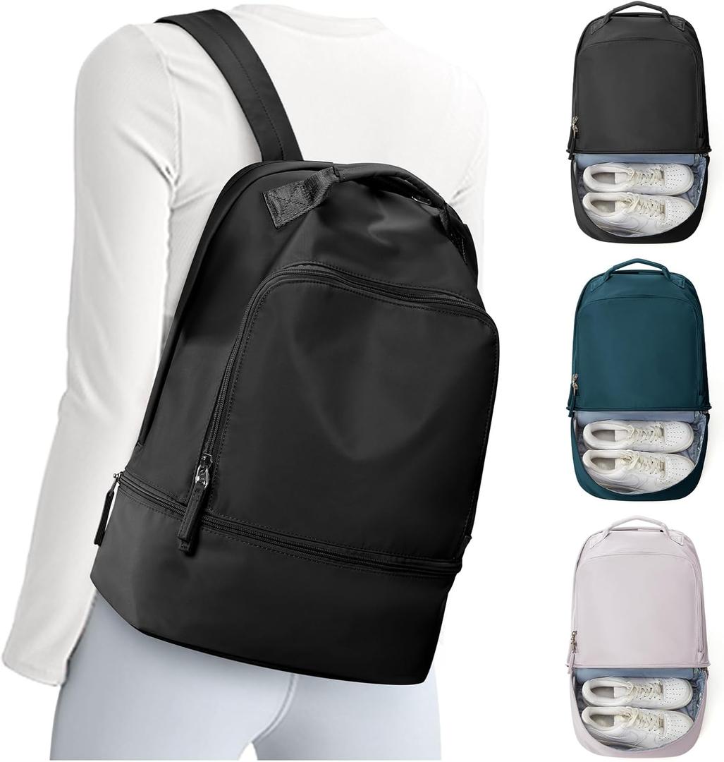 Gym Backpack for Women, Gym Bag with Shoe Compartment, Water Resistant Lightweight Sports Yoga Travel Backpack with Wet Pocket,Cheer Backpack,Black