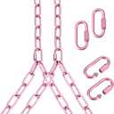 Heavy Duty Porch Swing Hanging Chain Kit (2 Pack) 1500 Lbs Capacity, Up to 7.1ft Length- Rustproof Zinc-Plated, 4 Quick Links & 2 Y-Chain Assemblies, Indoor/Outdoor Hanging Hardware(Pink)