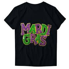 Carnival Shirts for Women Fat Tuesday V Neck Shirt New Orleans Carnival Sequins Short Sleeve Tee Tops Black L