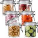 Suclain 6 Pcs 17 Oz/500ml Plastic Storage Jars with Airtight Hinged Lids, Clear Wide Mouth Food Storage Containers Empty Bottles Sealed Jars for Home Kitchen Candy Herbs Spices Coffee Nuts