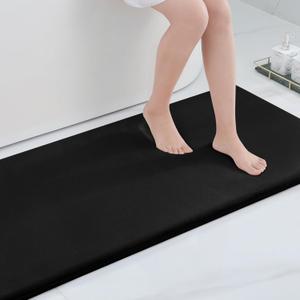 Smiry Memory Foam Bath Mat 40x24, Extra Soft and Absorbent Bathroom Mats, Non Slip Washable Carpet for Floor, Shower and Tub, Black