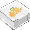 ZWIN Acrylic Cocktail Napkin Holder for Table, 5.5 x 5.5 Clear Beverage Napkin Holder Square for Bar, Party, Dinner, Kitchen & Bathroom