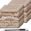 Colarr 60 Pcs 58 Sq ft 3D Wall Panels Peel and Stick Faux Foam 3D Brick Wallpaper Faux Paneling Adhesive Wall Covering Panels Decorative Medieval Tiles Waterproof for Bedroom(Brick Color)