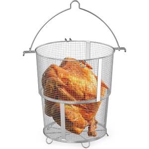 Onlyfire Turkey Fryer Roaster Basket, Detachable Foldable Deep Turkey Fryer Basket for Char-Broil Big Easy Oil-less Turkey Fryer 17102065, 14101480 and Turkey Deep Fryer Pot