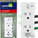 Leviton Lever Edge 20 Amp Tamper-Resistant Duplex Wall Outlet, E5825-W, White