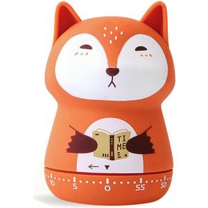 Mechanical Kitchen Timer, Cute Animal Wind Up 60 Minutes Manual Countdown for Kids, Classroom, Home, Study and Cooking (Orange Fox)