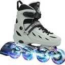 SUPER YOUNGSTER Adjustable Inline Skates for Boys Girls Ages 4-12 with Light Up Wheels, Roller Skates Blades for Youth Kids Indoor & Outdoor Beginners