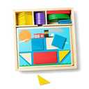 Melissa & Doug Beginner Wooden Pattern Blocks Educational Toy with 5 Double-Sided Scenes and 30 Shapes Puzzles for Kids 3+