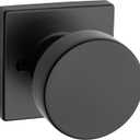 Kwikset Pismo Dummy Door Knob, Single Sided Handle for Closets, French Double Doors, and Pantry, Matte Black Non-Turning Interior Push/Pull Door Knob, with Microban Protection