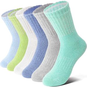 Anlisim Kids Merino Wool Hiking Socks Boys Girls Toddlers Thermal Winter Warm Boot Thick Cushion Gift Socks 6 Pairs (8-12 Years, Assorted)