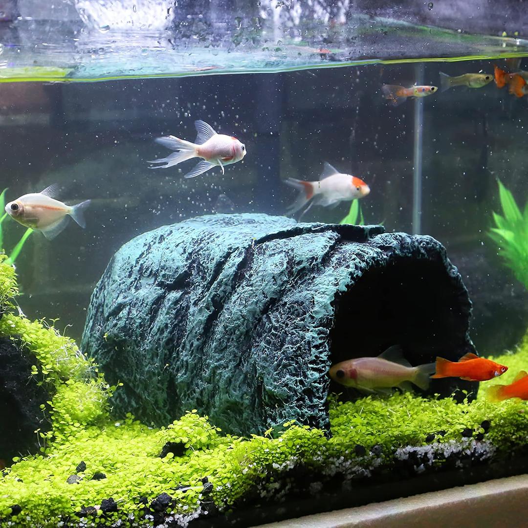 Hide Cave Aquarium Decorations-Premium Resinous Natural Hideout Fit for Aquariums & Terrariums, Reptiles, Amphibians, Fish Playground