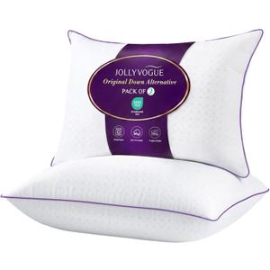 JOLLYVOGUE Pillows Queen Size Set of 2, Soft Supportive Bed Pillows with Super Soft Down Alternative Fill, Luxury Fluffy Hotel Quality for Side, Back, and Stomach Sleepers